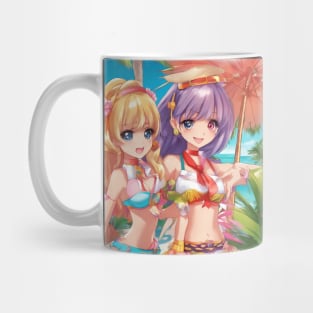 Anime girls wear bikni on  beach Mug